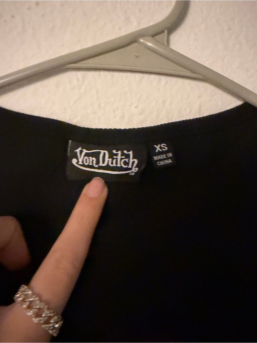Von Dutch Black Tank Top with Red Rhinestone Logo - Picture 2 of 3